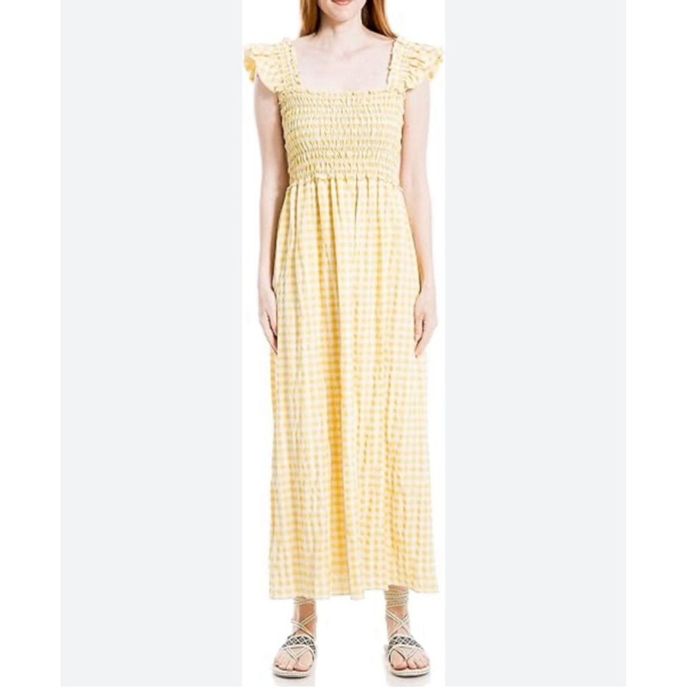 Max Studio Yellow Gingham Maxi Dress